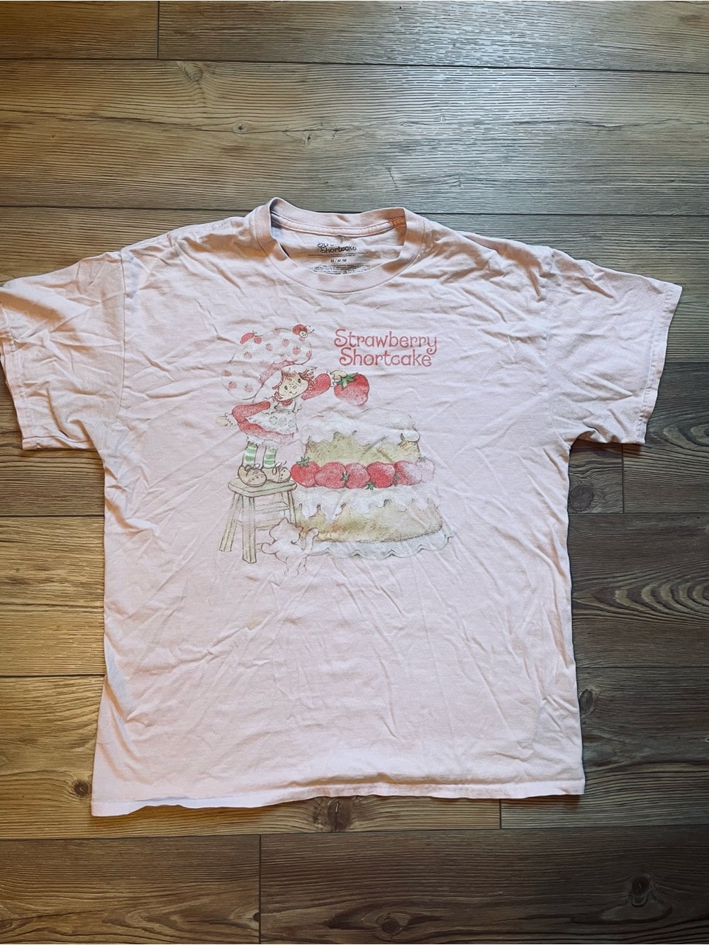 Vintage Retro Strawberry Shortcake Pink Graphic Short Sleeve Tee